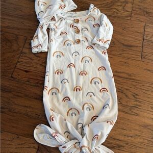 Caden Lane White and Brown Rainbow Kids Nightgown